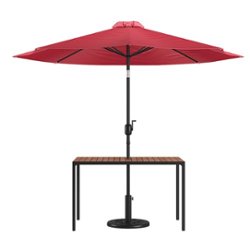Flash Furniture - Lark Outdoor Rectangle Modern  3 Piece Patio Set - Red - Front_Zoom