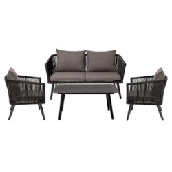 Flash Furniture - Kierra Outdoor Rectangle Modern Aluminum 4 Piece Patio Set - Black/Gray - Front_Zoom