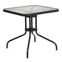 Alamont Home - Barker Square Contemporary Patio Table - Clear Top/Black Rattan - Front_Zoom