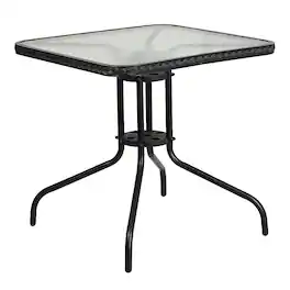 Alamont Home - Barker Square Contemporary Patio Table - Clear Top/Black Rattan