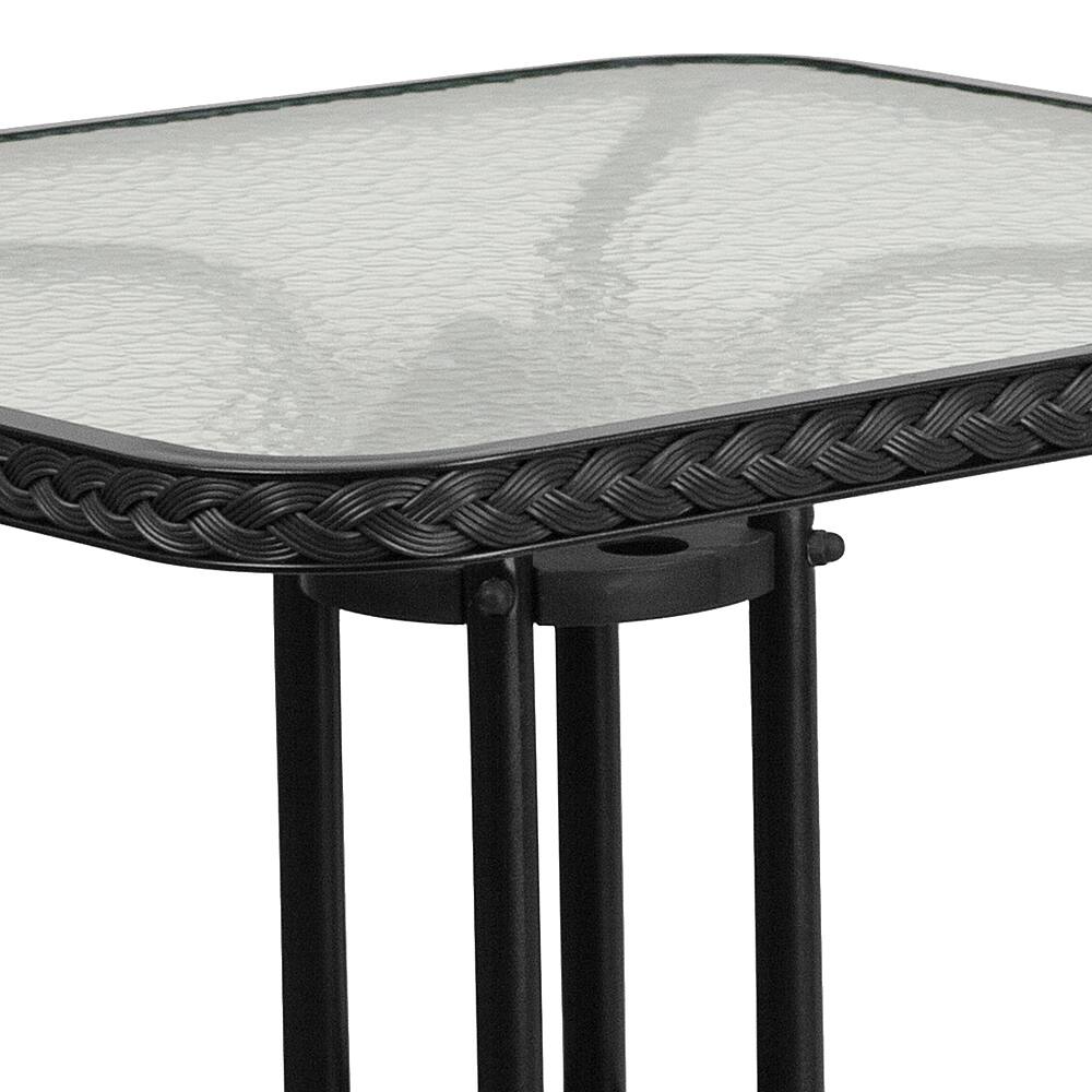 Alamont Home Barker Square Contemporary Patio Table Clear Top/Black ...