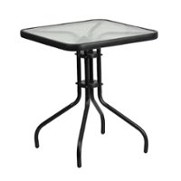 Flash Furniture - Barker Square Contemporary Patio Table - Clear/Black - Front_Zoom