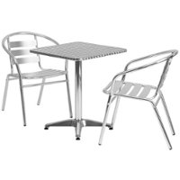 Flash Furniture - Lila Outdoor Square Contemporary 3 Piece Patio Set - Aluminum - Front_Zoom