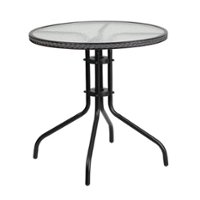 Alamont Home - Barker Round Contemporary Patio Table - Clear Top/Gray Rattan - Front_Zoom
