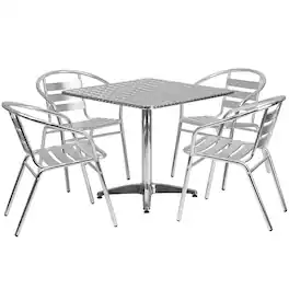 Alamont Home - Lila Outdoor Square Contemporary 5 Piece Patio Set - Aluminum