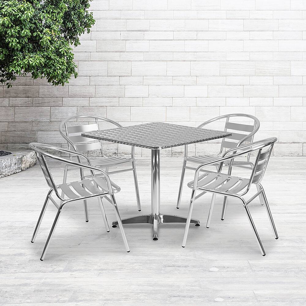 Alt View 11. Alamont Home - Lila Outdoor Square Contemporary Aluminum 5 Piece Patio Set - Aluminum.