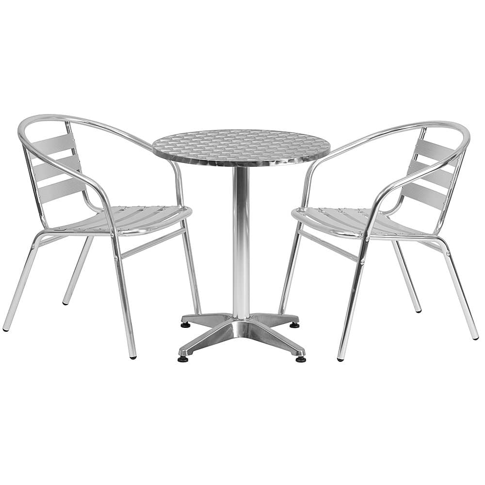 Alamont Home - Lila Outdoor Round Contemporary 3 Piece Patio Set - Aluminum - Front_Zoom