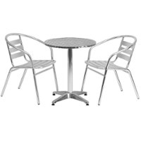 Flash Furniture - Lila Outdoor Round Contemporary 3 Piece Patio Set - Aluminum - Front_Zoom