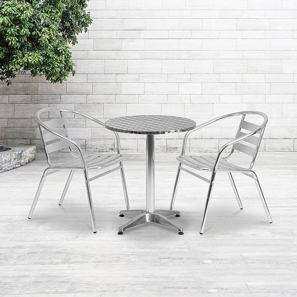 Alt View 11. Alamont Home - Lila Outdoor Round Contemporary Aluminum 3 Piece Patio Set - Aluminum.