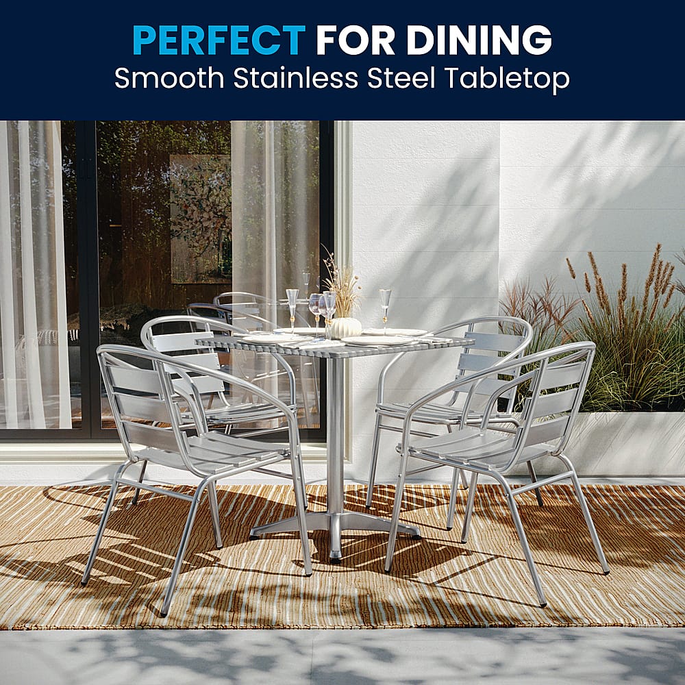 Flash Furniture – Lila Outdoor Square Contemporary 5 Piece Patio Set – Aluminum Sansujyuku sansujyuku.com