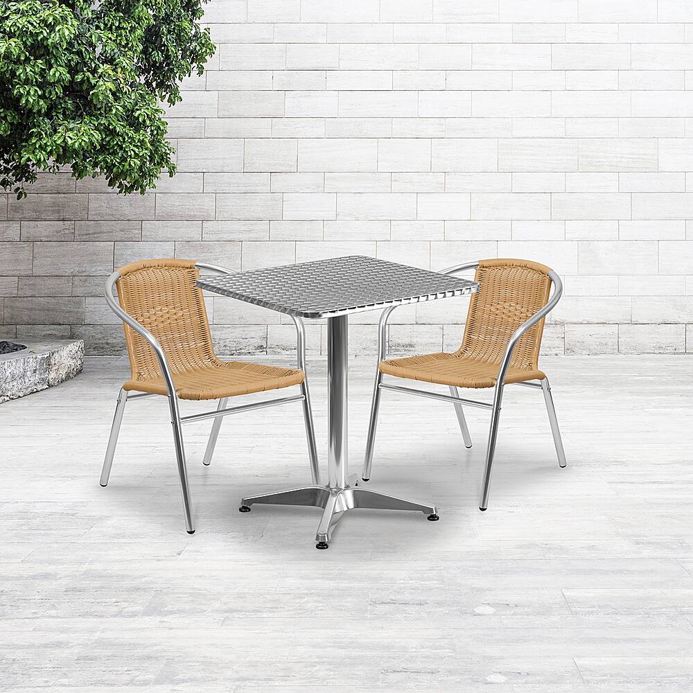 Alt View 11. Alamont Home - Lila Outdoor Square Contemporary Aluminum 3 Piece Patio Set - Beige.