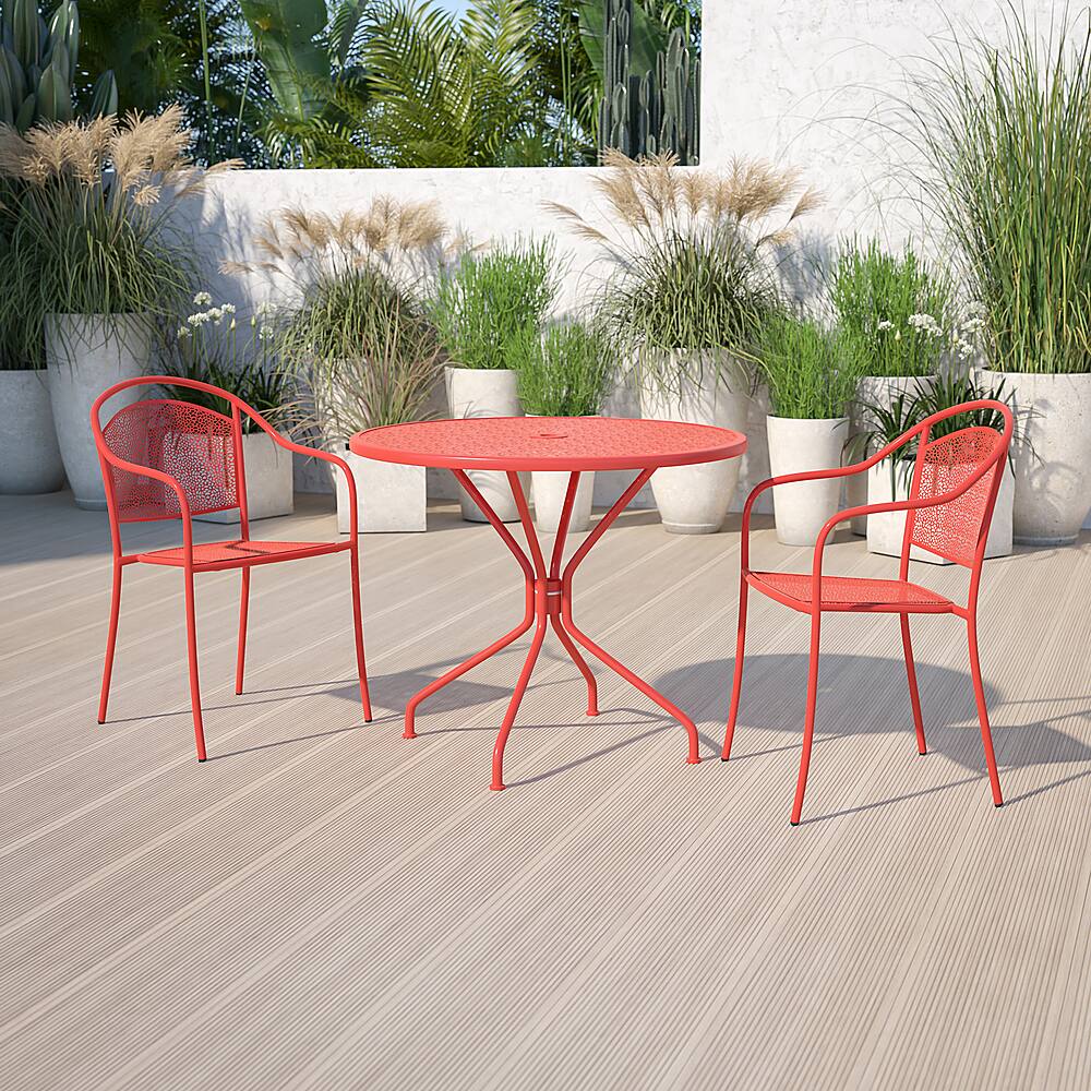 Alt View 11. Alamont Home - Oia Round Contemporary Patio Table - Coral - Coral.