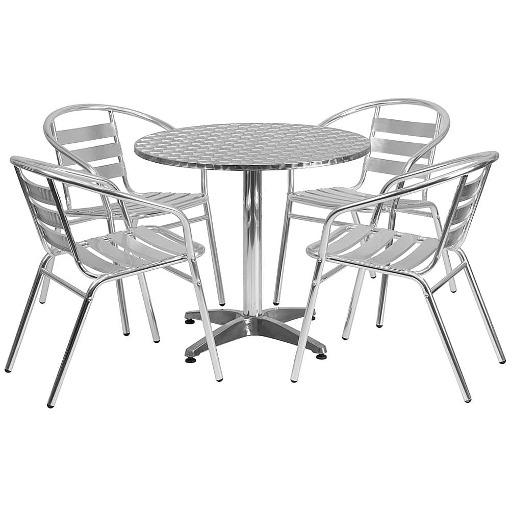 Alamont Home - Lila Outdoor Round Contemporary 5 Piece Patio Set - Aluminum - Front_Zoom