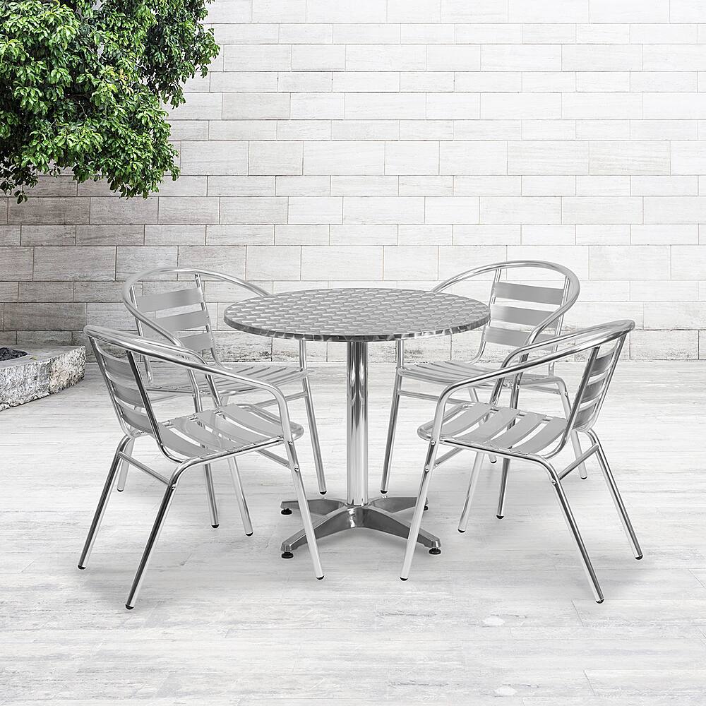 Alt View 11. Alamont Home - Lila Outdoor Round Contemporary Aluminum 5 Piece Patio Set - Aluminum.