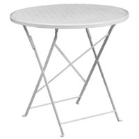 Flash Furniture - Oia Round Contemporary Patio Table - White - Front_Zoom