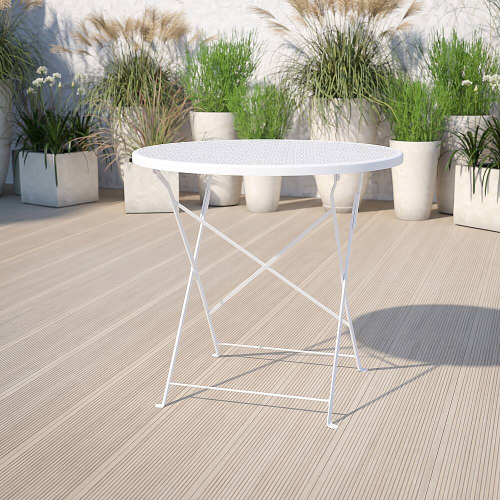 Alt View 11. Alamont Home - Oia Round Contemporary Patio Table - White - White.