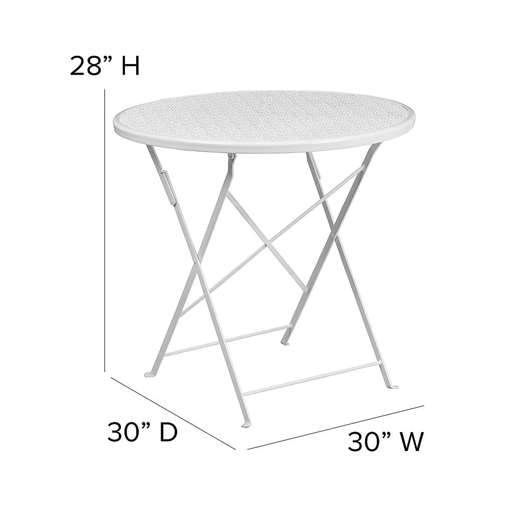 Alt View 12. Alamont Home - Oia Round Contemporary Patio Table - White - White.