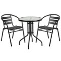 Front. Flash Furniture - Lila Outdoor Round Contemporary Metal 3 Piece Patio Set - Clear/Black.