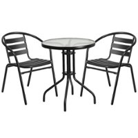 Flash Furniture - Lila Outdoor Round Contemporary Metal 3 Piece Patio Set - Clear/Black - Front_Zoom