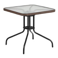 Alamont Home - Barker Square Contemporary Patio Table - Clear Top/Dark Brown Rattan - Front_Zoom