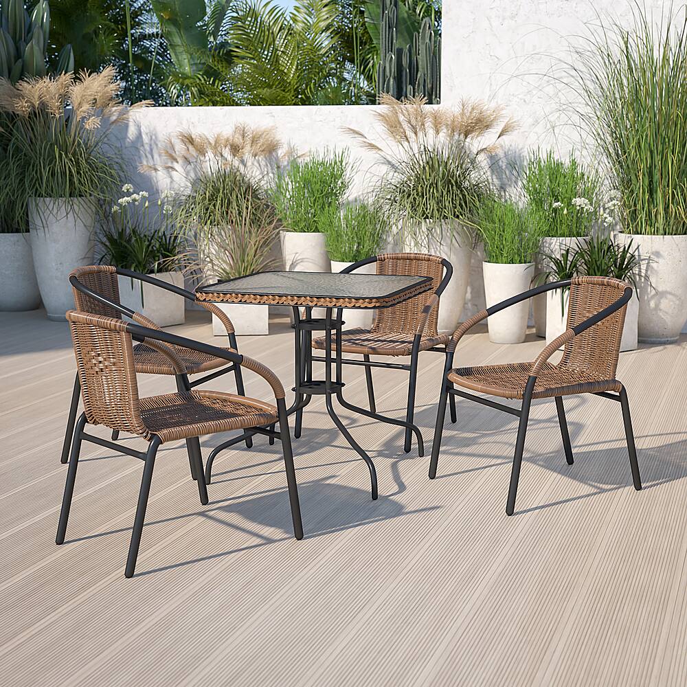 Alt View 11. Alamont Home - Barker Square Contemporary Patio Table - Clear Top/Dark Brown Rattan - Clear Top/Dark Brown Rattan.