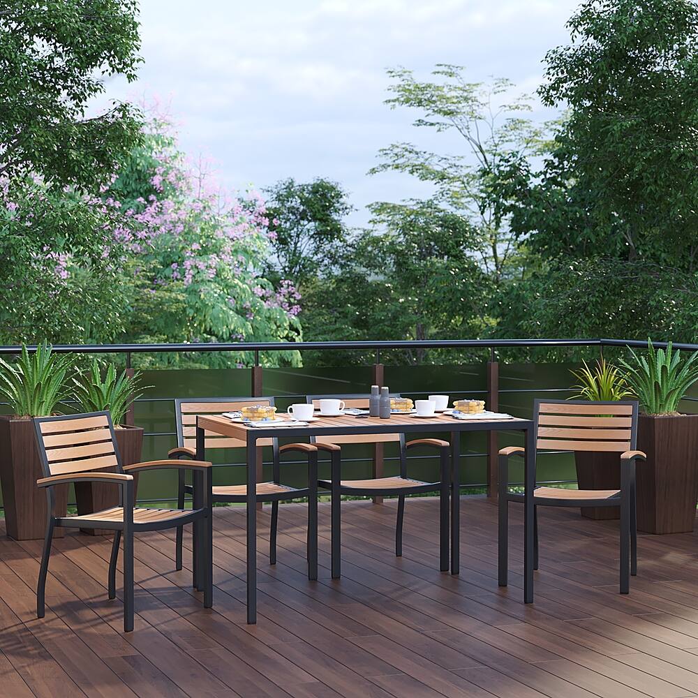 Alt View 11. Alamont Home - Lark Outdoor Rectangle Modern  5 Piece Patio Set - Teak.
