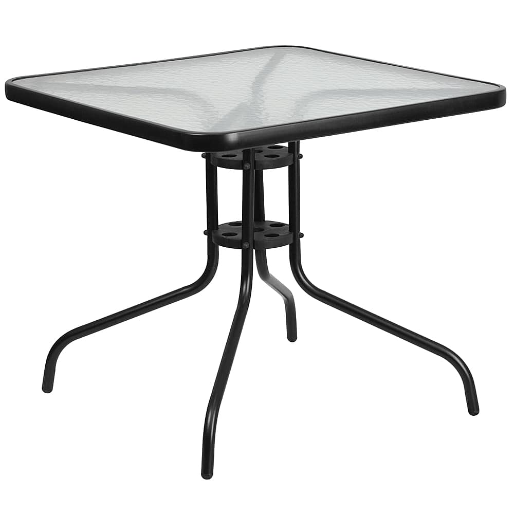 Front. Alamont Home - Barker Square Contemporary Patio Table - Clear/Black - Clear/Black.