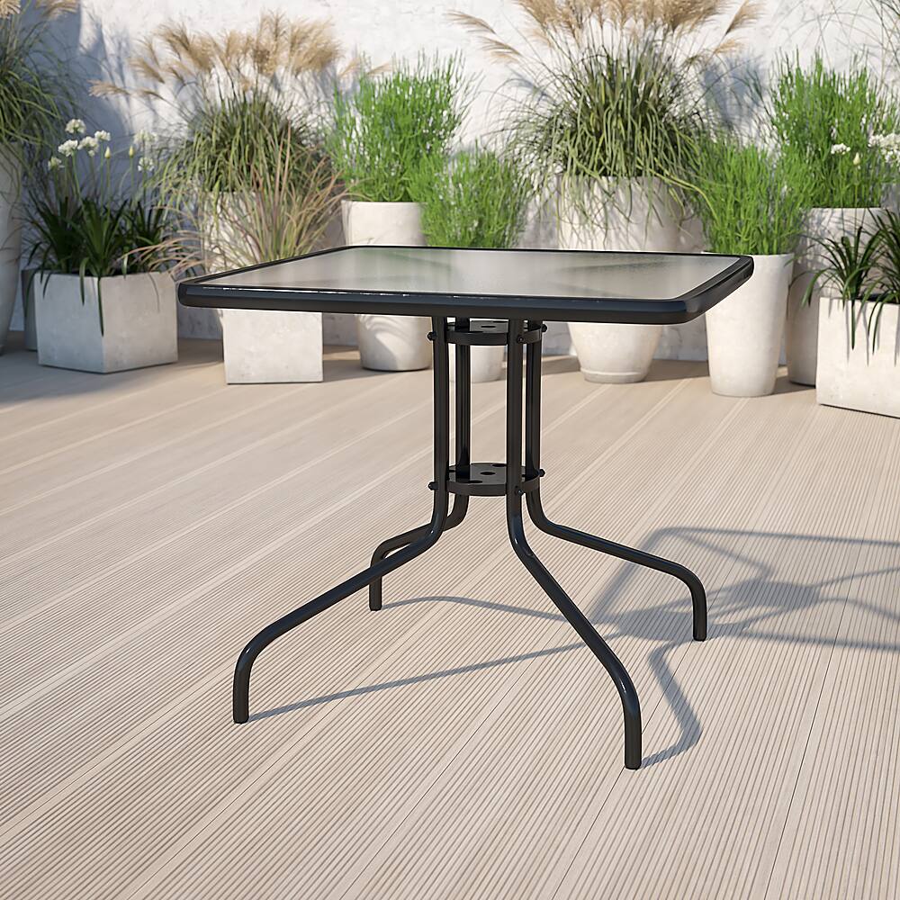 Alt View 11. Alamont Home - Barker Square Contemporary Patio Table - Clear/Black - Clear/Black.
