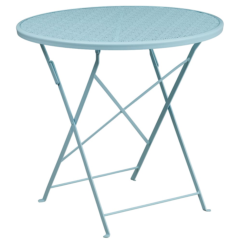 Front. Alamont Home - Oia Round Contemporary Patio Table - Sky Blue - Sky Blue.