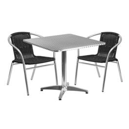 Alamont Home - Lila Outdoor Square Contemporary Aluminum 3 Piece Patio Set - Black