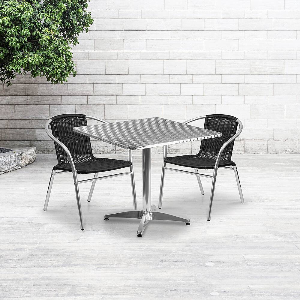 Alt View 11. Alamont Home - Lila Outdoor Square Contemporary Aluminum 3 Piece Patio Set - Black.