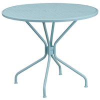 Flash Furniture - Oia Round Contemporary Patio Table - Sky Blue - Front_Zoom