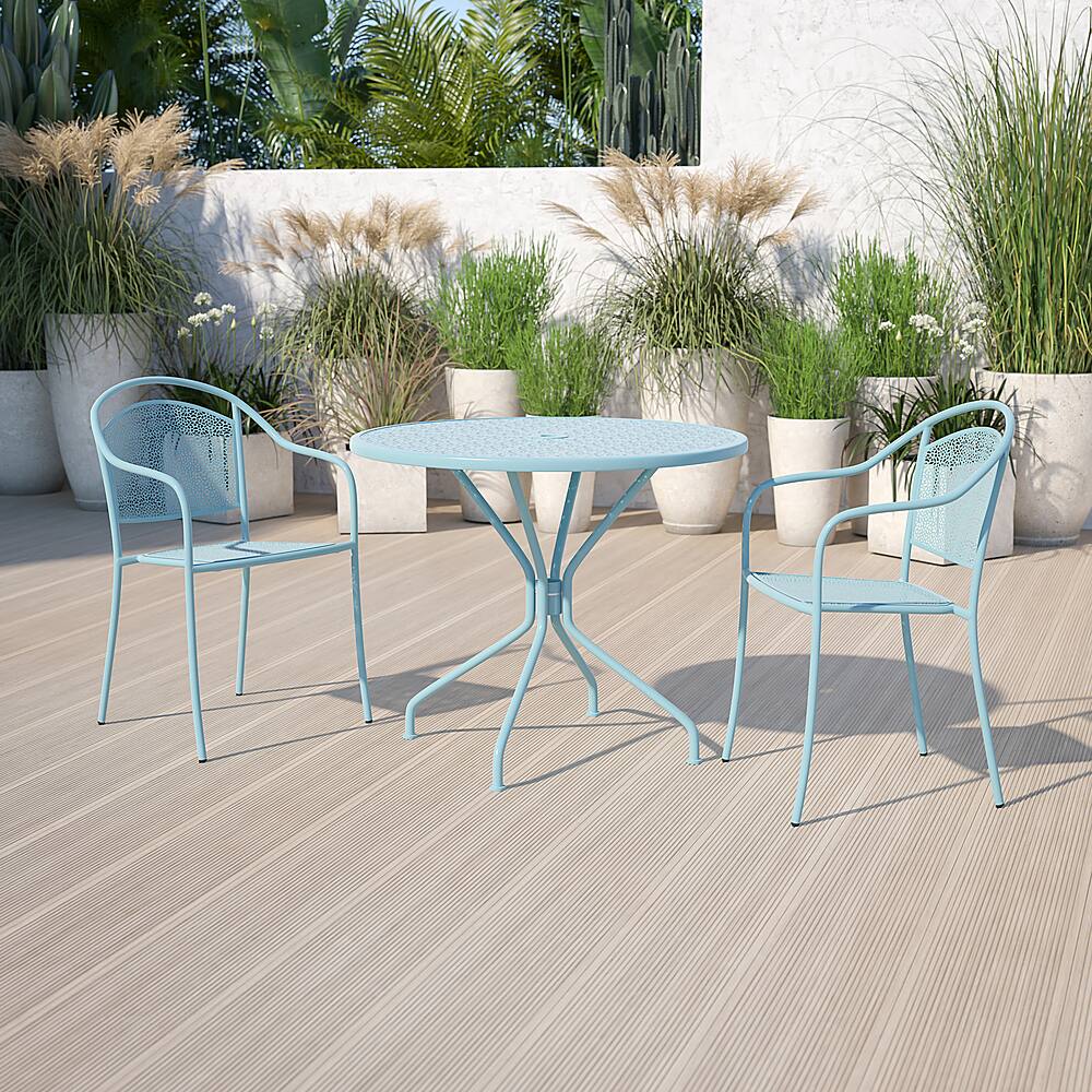 Alt View 11. Alamont Home - Oia Round Contemporary Patio Table - Sky Blue - Sky Blue.