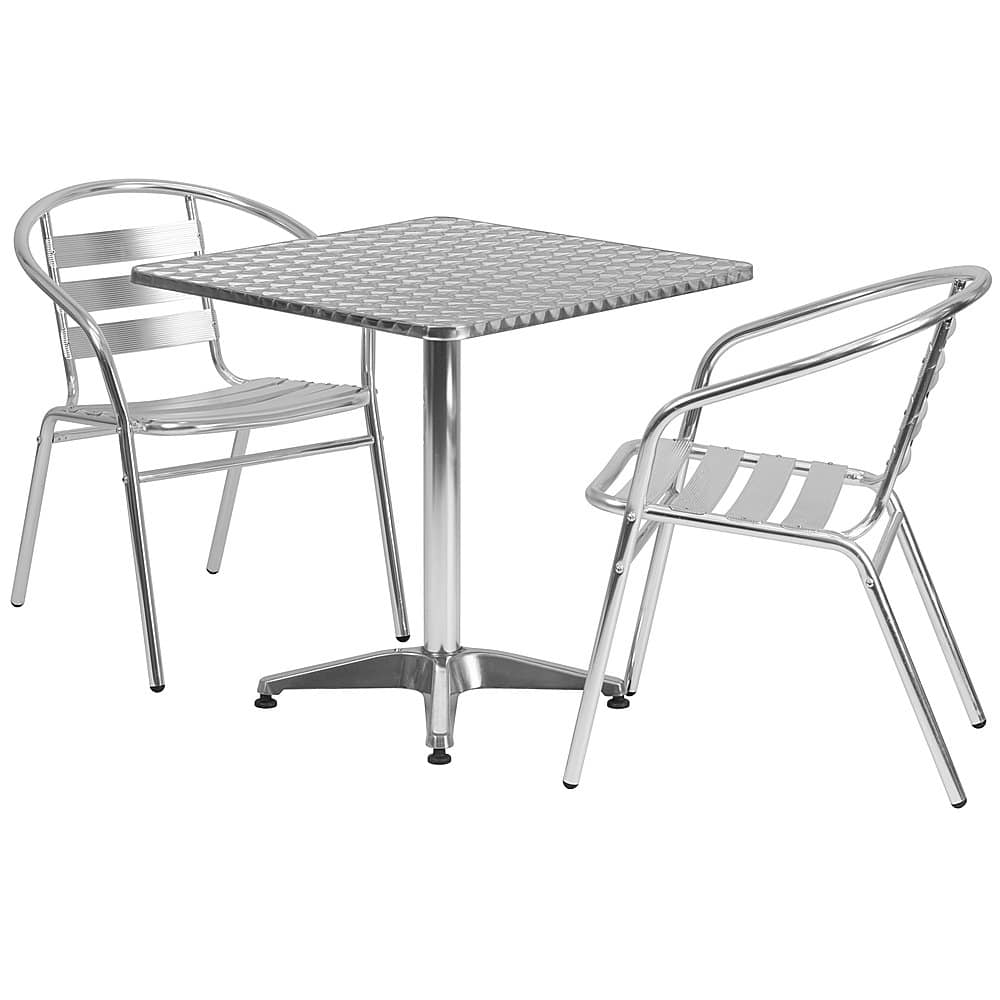 Front. Alamont Home - Lila Outdoor Square Contemporary Aluminum 3 Piece Patio Set - Aluminum.