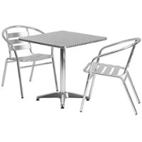 Flash Furniture - Lila Outdoor Square Contemporary 3 Piece Patio Set - Aluminum - Front_Zoom