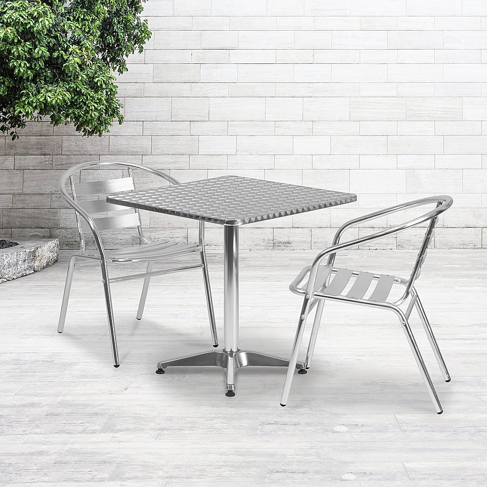 Alt View 11. Alamont Home - Lila Outdoor Square Contemporary Aluminum 3 Piece Patio Set - Aluminum.