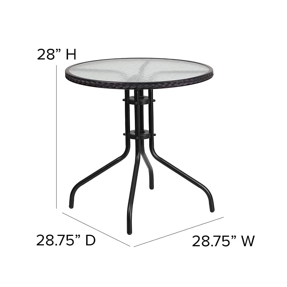Alt View 12. Alamont Home - Lila Outdoor Round Contemporary Metal 3 Piece Patio Set - Clear Top/Black Rattan.