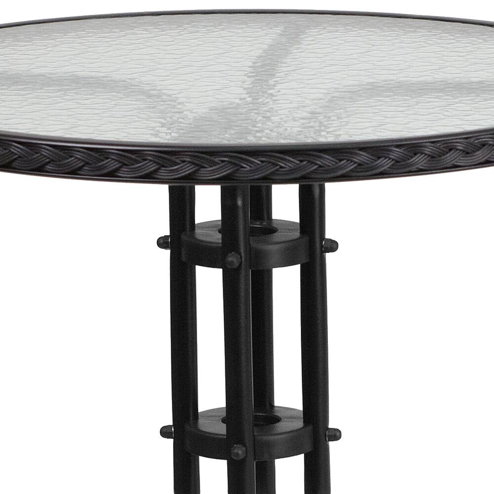 Alt View 13. Alamont Home - Lila Outdoor Round Contemporary Metal 3 Piece Patio Set - Clear Top/Black Rattan.