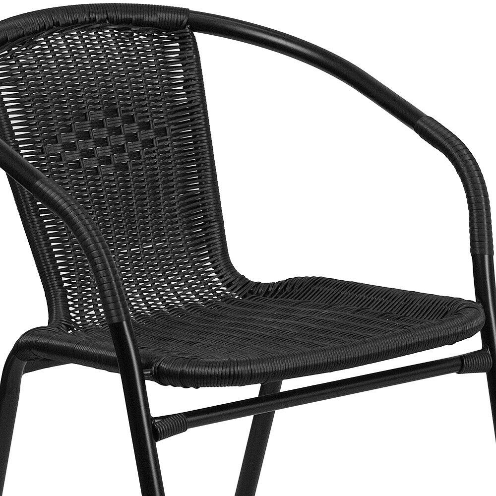 Alt View 15. Alamont Home - Lila Outdoor Round Contemporary Metal 3 Piece Patio Set - Clear Top/Black Rattan.