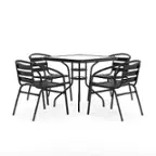 Front. Alamont Home - Lila Outdoor Square Contemporary Aluminum 5 Piece Patio Set - Clear/Black.
