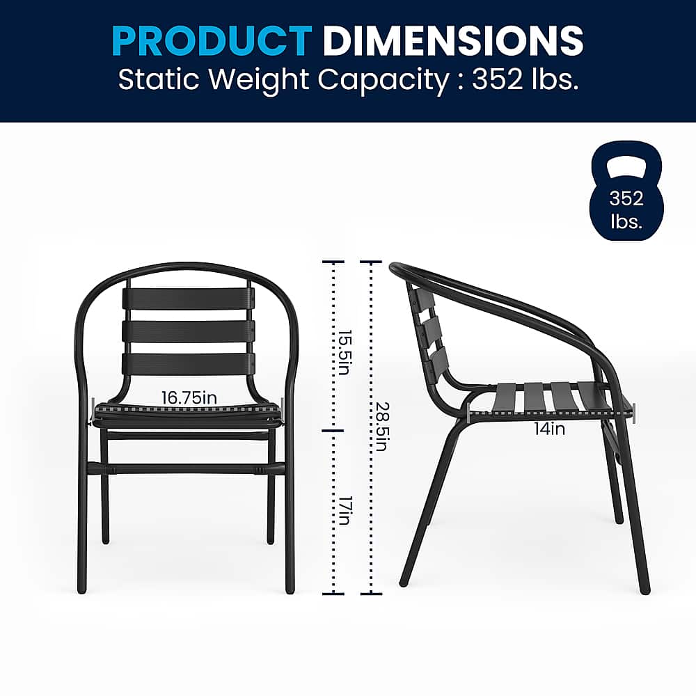 The image showcases two different chairs, one on the left and one on the right, with a ruler placed between them. The ruler measures the dimensions of the chairs, indicating their size and weight capacity. The chairs are designed to hold a maximum weight of 352 pounds, making them suitable for various purposes. The ruler's measurements are displayed in inches, providing a clear understanding of the chairs' dimensions.