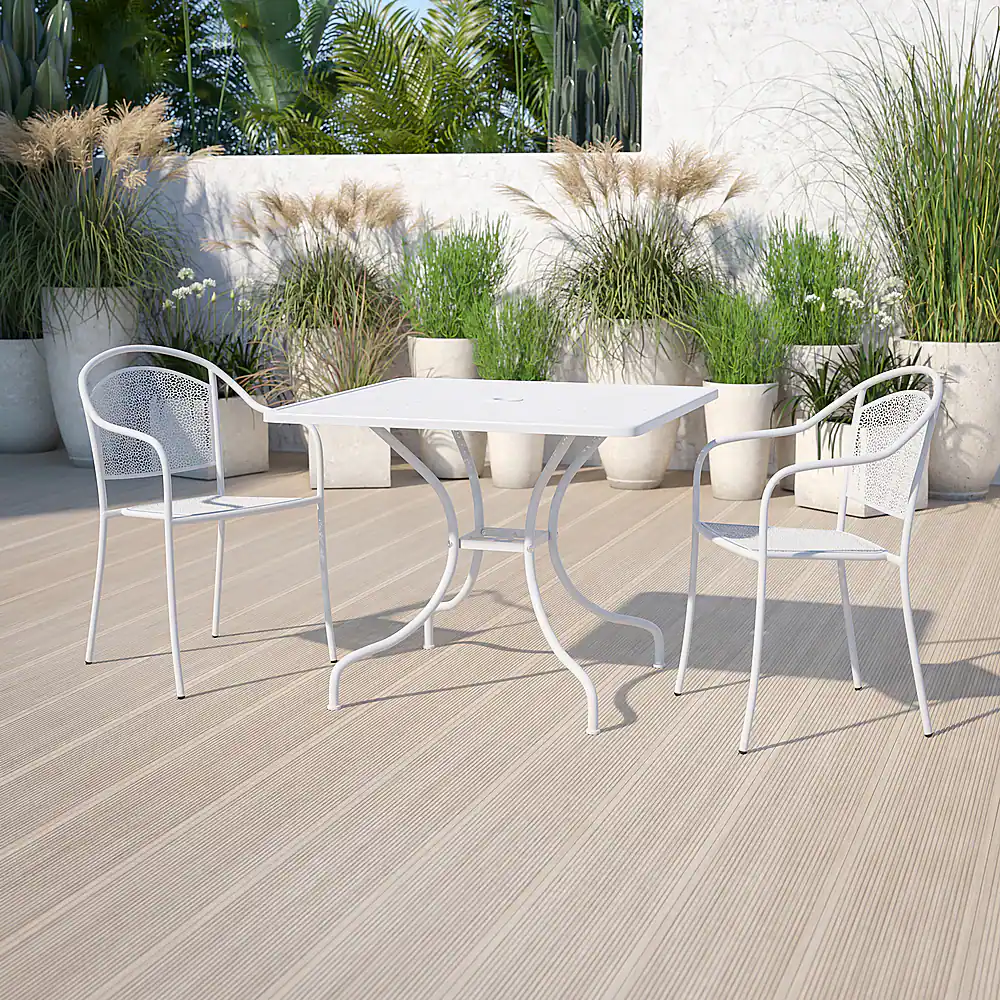 Alt View 11. Alamont Home - Oia Square Contemporary Patio Table - White - White.