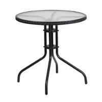 Flash Furniture - Barker Round Contemporary Patio Table - Clear Top/Black Rattan - Front_Zoom
