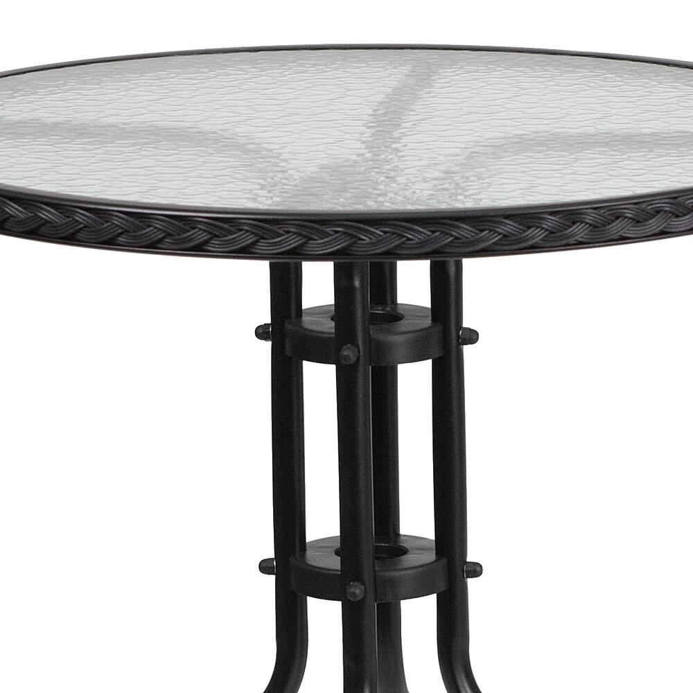 Alt View 13. Alamont Home - Barker Round Contemporary Patio Table - Clear Top/Black Rattan - Clear Top/Black Rattan.