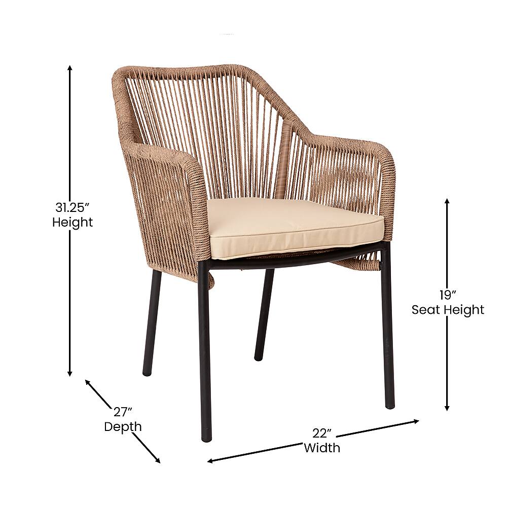 Alt View 13. Alamont Home - Kallie Woven Indoor/Outdoor Stacking Club Chairs in Natural - Ivory Cushions-Set of 2 - Natural/Ivory.