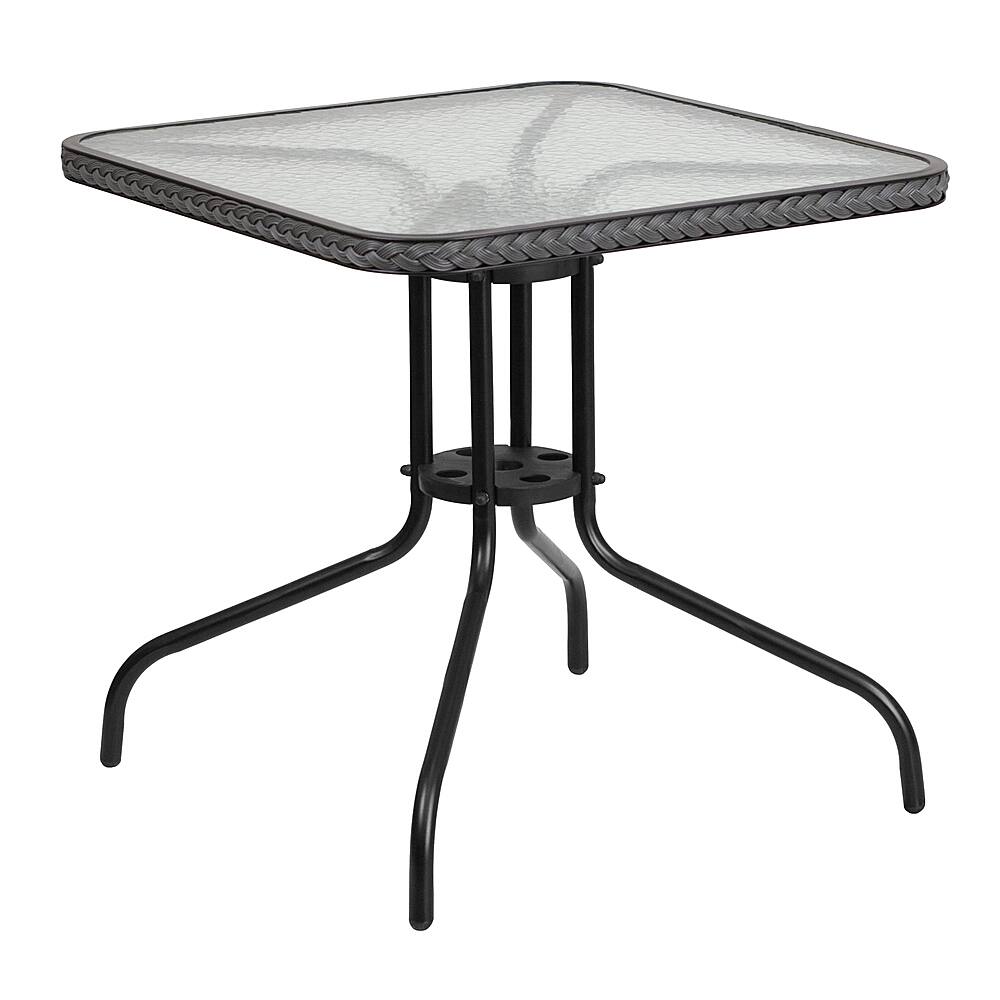 Alamont Home - Barker Square Contemporary Patio Table - Clear Top/Gray Rattan - Front_Zoom