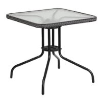 Flash Furniture - Barker Square Contemporary Patio Table - Clear Top/Gray Rattan - Front_Zoom