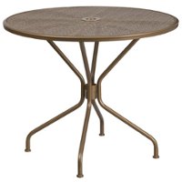 Flash Furniture - Oia Round Contemporary Patio Table - Gold - Front_Zoom
