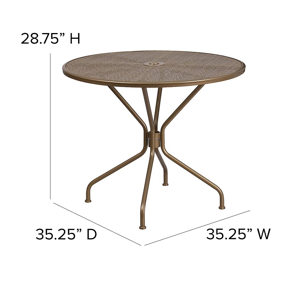 Alt View 12. Alamont Home - Oia Round Contemporary Patio Table - Gold - Gold.