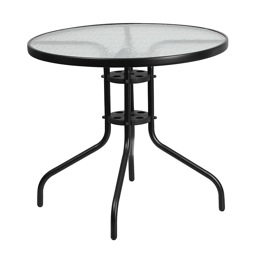Front. Alamont Home - Bellamy Contemporary Patio Table - Clear/Black.